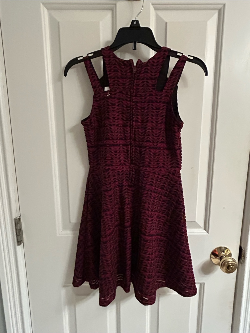 NWT-Girls The Children's Place Burgundy Textured Fit & Flare Dress - Picture 7 of 14